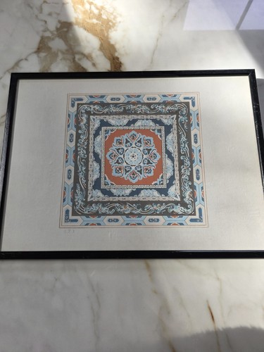 Vintage Chinese Dunhuang Cave Mural Colour Woodblock Print No.7 Framed Tang