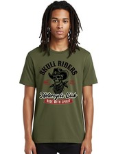 Skull-Riders-Motorcycle-Club Mens Graphic Tee,100 Cotton,Casual Summer Wear