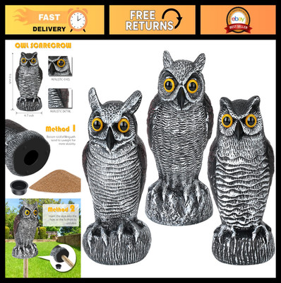 3-Pack Weatherproof Owl Decoys - Bird Deterrent Repellent for Garden Pests