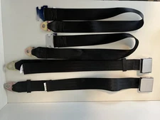 Black Seat Belt Universal Fit Replacement Black 2 Point Lap Seatbelt 74" Long