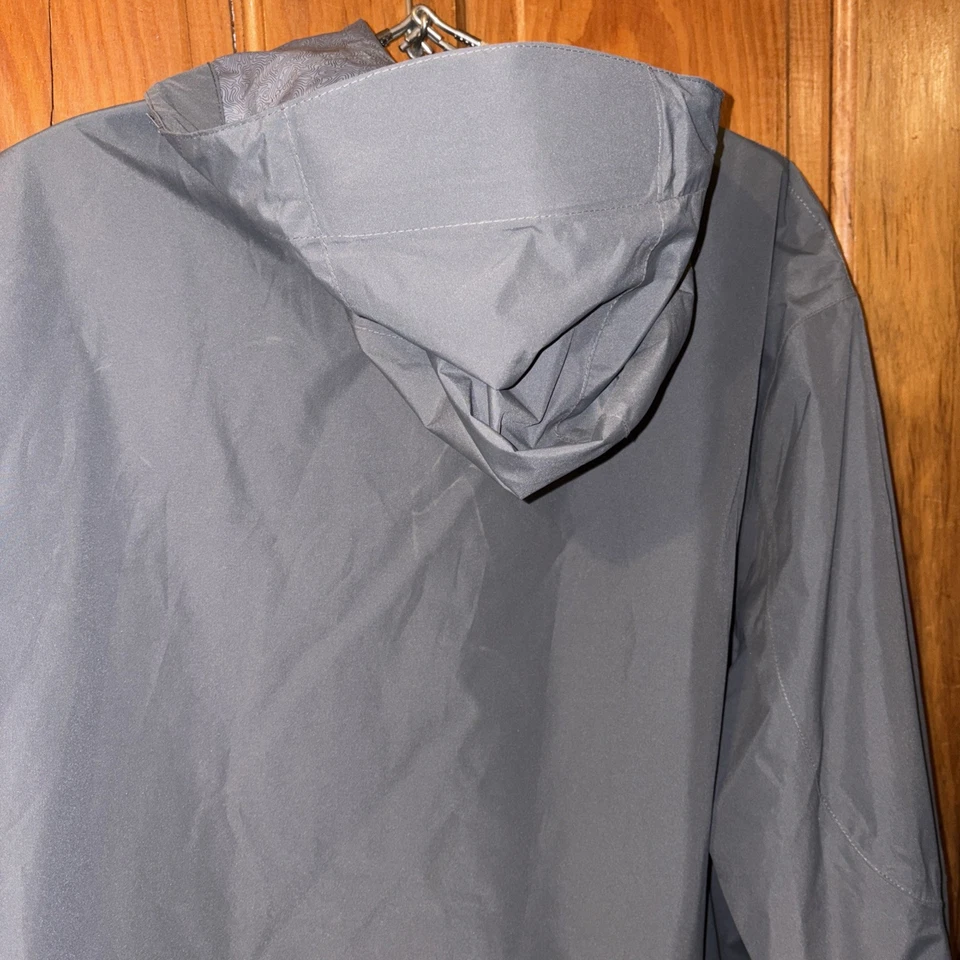 Lands End Mens Oeko-Tex Rain Jacket Hooded | Sz 3XL 50-52 Charcoal Gray - Image 3 of 4