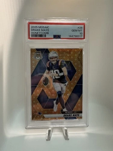 2025 Panini Mosaic Drake Maye #28 Honeycomb Prizm SSP Case Hit PSA 10 Gem Pop 6