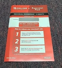 Nintendo Switch 2 Online+ Expansion Pack Individual Membership 12 Month Key Card