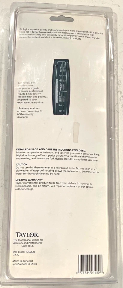 Termómetro de horquilla digital profesional Taylor ideal para barbacoa, horno, estufa Foto 4 de 4