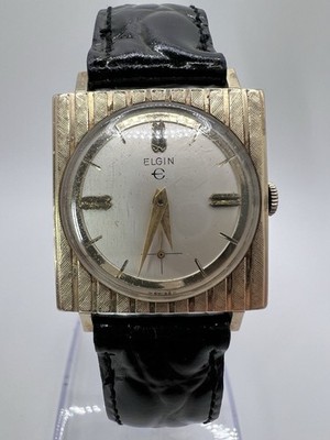 Vintage Rare 10k Rolled Gold Plated Elgin 17J Squared Manual Wind Men s Watch