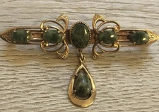 Vintage Estate Brooch Green Stones Positive on Gem Tester