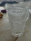 Vintage Anchor Hocking Wexford 64oz Clear Glass 9" Crystal Pitcher MCM Diamond