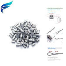 1/16"  1.6mm Aluminum Crimping Loop Sleeve 200PCS, Cable Ferrule Wire Rope Sl...