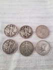 4 Walking Liberty , 2 Kennedy Halves-6 coins total-90% Silver-$3.00 Face value