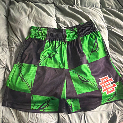 Eric Emanuel X Matty Boy Men's Green/Black Check Mesh Athletic Shorts