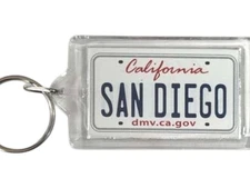 San Diego California License Plate Acrylic Rectangular Keychain 2.5" X 1.5"
