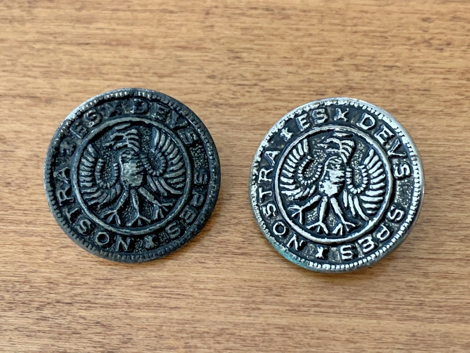 54 Metal Brass ButtonsAntique Vintage lot Uniform Military Coat Hessian Crafts - Image 3 of 4