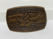 American Veterans Disabled For Life Memorial Brass Belt Buckle 2007 USA Made