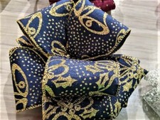 KIRKLAND SIGNATURE - WIRE EDGED RIBBON 2.5" WIDTH - CHRISTMAS BELLS - 10 YDS