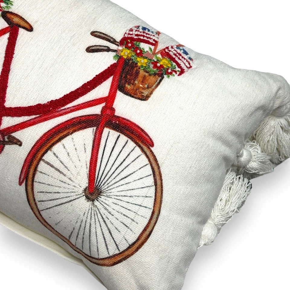 Magaschoni Patriotic Throw Pillow Embroidered Removable 20x14 Cottage Core - Image 3 of 4