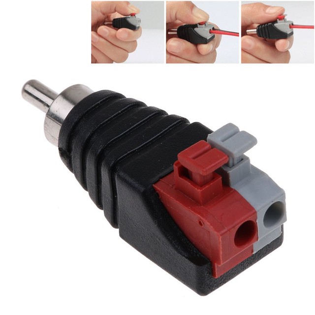 Speaker Wire A/V Cable to Audio Male RCA Connector Adapter Jack Press Plug New Speaker Wire A/V Cable to Audio Male RCA Connector Adapter Jack Press Plug New