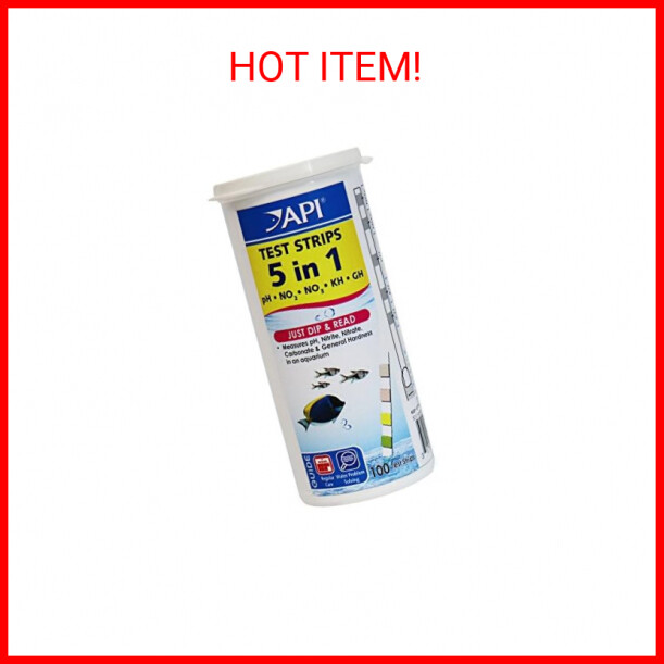 API 5-IN-1 TEST STRIPS Freshwater and Saltwater Aquarium Test Strips 100-Count B
