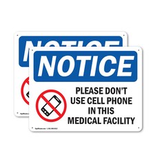  2 Pack Please Don't Use Cell Phone OSHA Notice Sign Decal Metal Plastic
