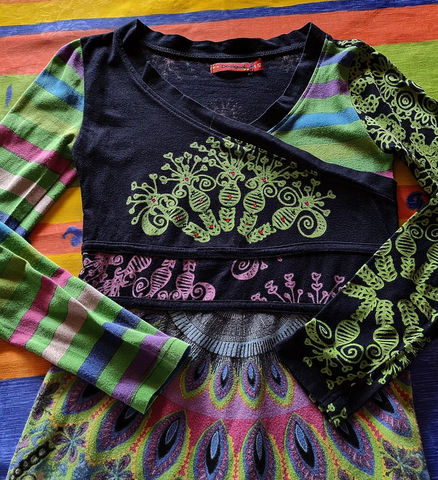 AUTHENTIC DESIGUAL GEOMETRIC ART LOGO COTTON GIRL DRESS-SIZE:US11/12;EU 146 - Image 4 of 4