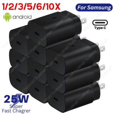 Bulk Type C Super Fast Wall PD Charger 25W Adapter USB-C For Samsung S20 S21 Lot
