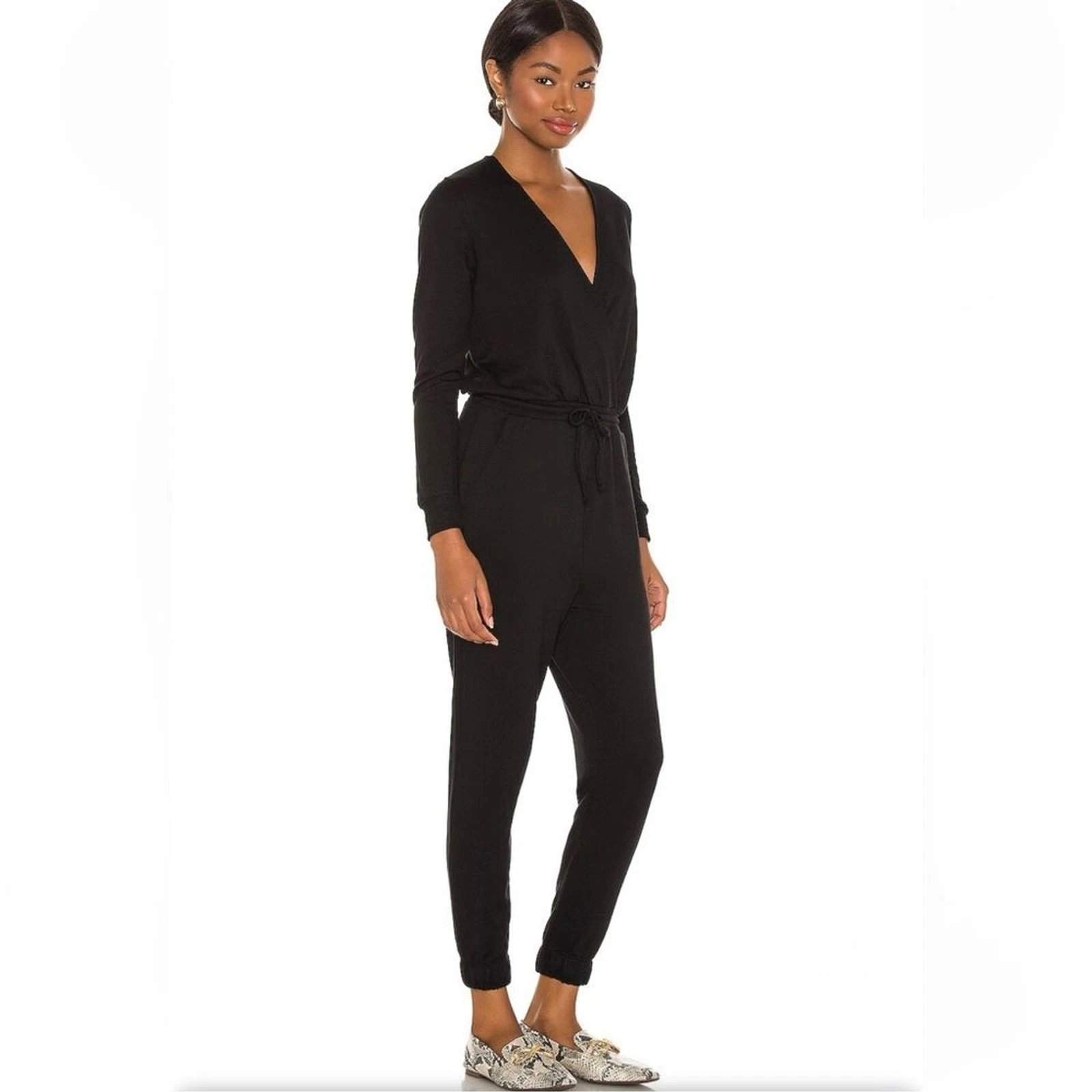 beyond-yoga overlapping long sleeve fleece jumpsuit 