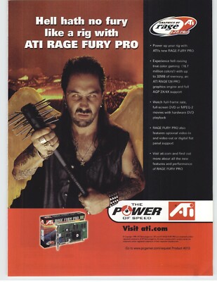 1999 Ati Rage Fury Pro Graphics Card Promo Art Vintage Print Ad/Poster  