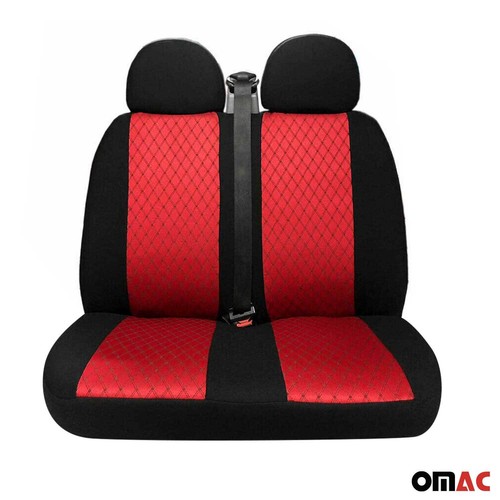 Front Car Seat Covers Protector for Mercedes Polycotton Black Red 2Pcs - 第 8/10 張圖片