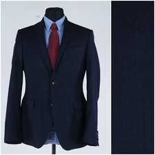 Mens Merino Wool Blazer 40R UK Size FMARCO Navy Blue Sport Coat Italian Jacket