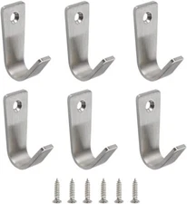 J-Shaped Clothes Hook Wall Mounted Hooks Stainless Steel Coat Hooks Single Ho...