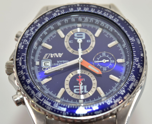 New Battery SEIKO ANA Flightmaster Pilot 7T92-0CF0 Blue Dial Quartz Men's Watch - Picture 5 of 16
