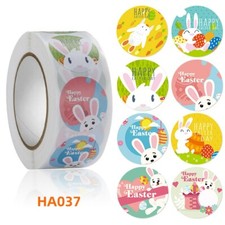 Easter Stickers 500PCS Per Roll Easter Bunny Eggs Stickers for Kids 1 inch