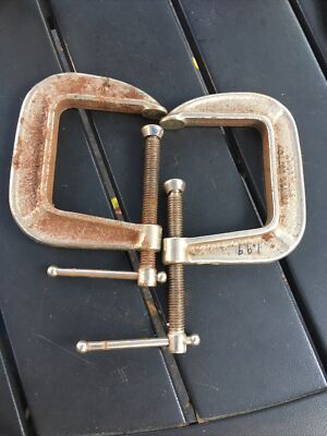 Vintage Pair of Two NO. 142 BRINK & COTTON 2.5'' C-Clamps - Made In USA