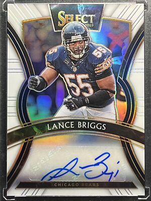 2019 Panini Lance Briggs 18/25 Select Auto White Prizm No.SP-LB Chicago Bears LB