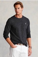 RALPH LAUREN POLO Jumper MEDIUM Slim Custom Fit Grey Cotton Knit Men  s