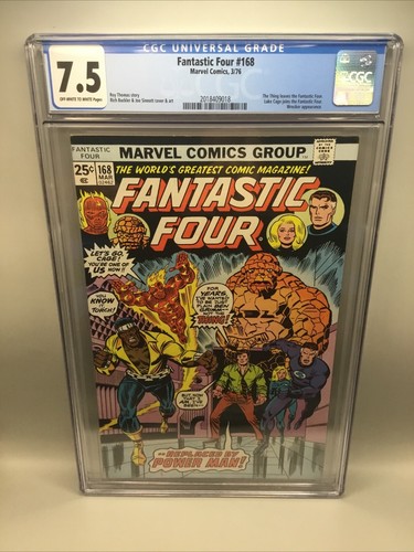 Fantastic Four #168 CGC. 7.5 OW-W Pages! 1976 “Luke Cage” Joins The F.F.!