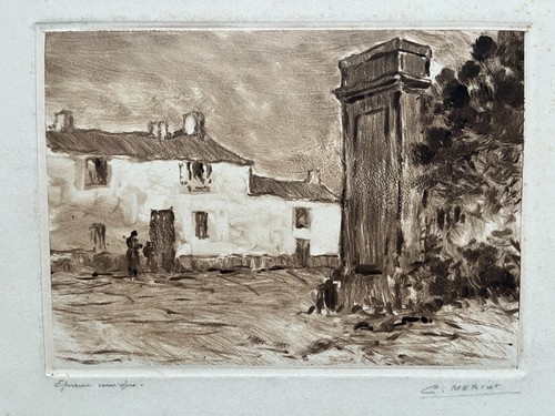Gravure Originale Signée Camille MERIOT (1887-1975) - Paysage Marin Avec Phare (Royan)