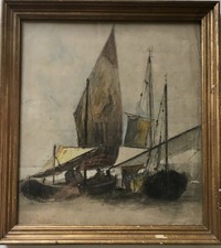 Aquarell Carl Freiherr Von Malchus 1835-1889 Navi Barche Mare Venezia Italia