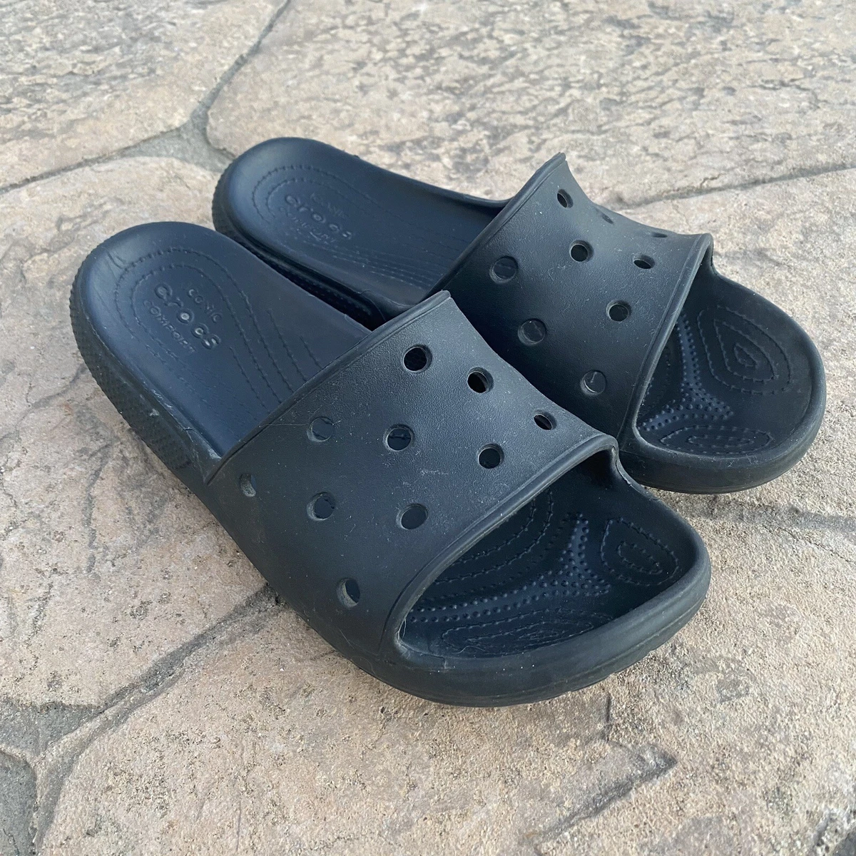 ?Men Slide Sandals Black Blue Slip-on Classic Comfort Streetwear Open-Toe Shoes Eurosport | Comfortable Adult Sandal | Made in USA  main image 2