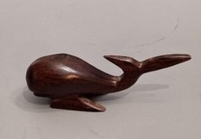 Whale Hand Carved Teak 6"  Smooth Paperweight Home Decor Den Man cave