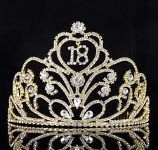 Sweet 18 Eighteen Birthday Party Crystal Rhinestone Tiara Crown w Hair Comb T53g