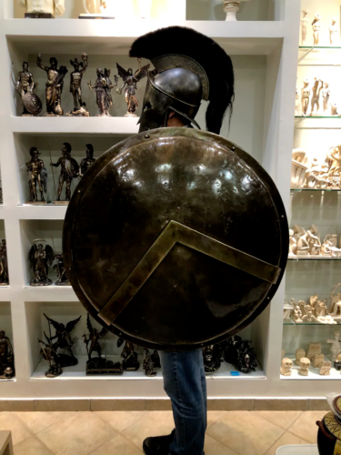 Shield Medieval Round Shield 300 Spartan Shield 32" Greek King Leonidas LArp - Foto 1 di 4