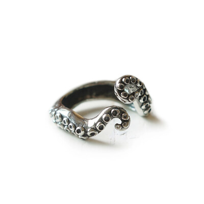 tentacle octopus Thumb ring sterling silver viking boho biker minimal nautical 