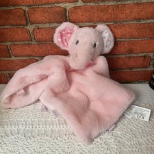 Kellytoy Baby Pink Elephant 14" x 13" Rattle Security Blanket Lovey Plush