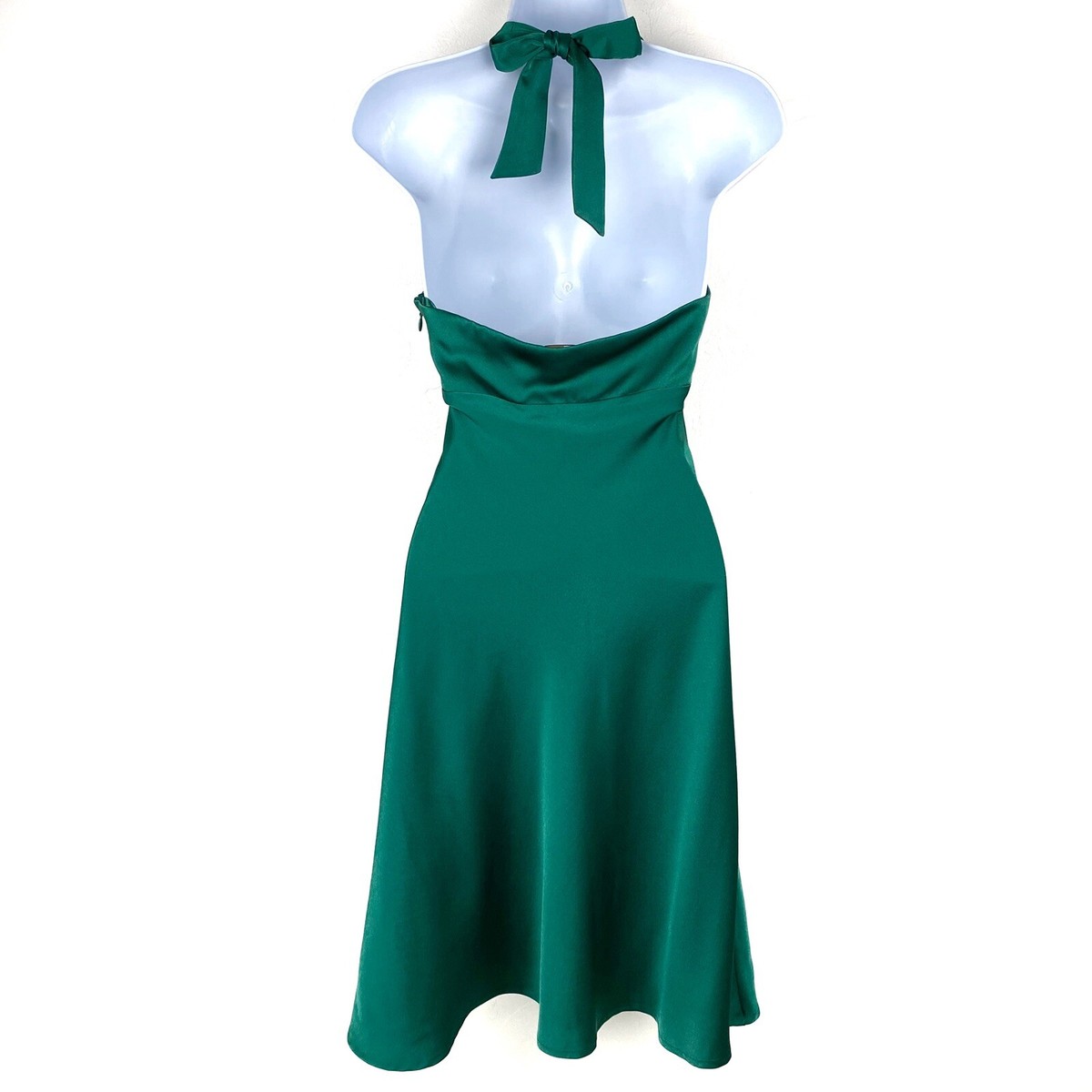 bcbg green halter dress BCBGMAXAZRIA Sleeveless Cut Out Gown in Green