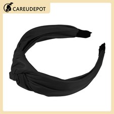 1Pcs Women Faux Leather Knotted Headband Cross Knot Hairband Black 1.57" Wide