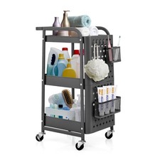 3-Tier Rolling Utility Cart Organizer Storage Cart Craft Trolley w/DIY pegboards