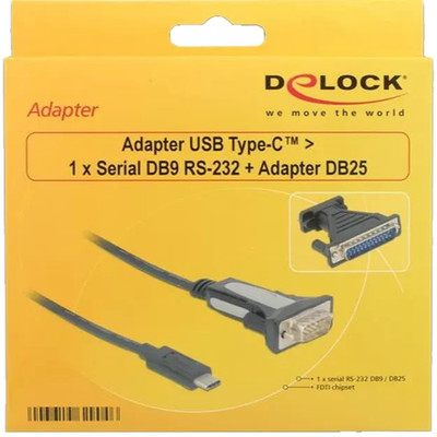 Delock 62904 Adapter USB Type-C  1 x Serial DB9 RS-232 + Adapter DB25