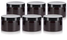 JUVITUS 12 oz Amber PET Plastic Refillable Jars 6 Pack BPA-Free Storage Conta...