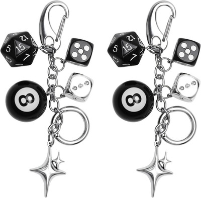 2pcs Schlüsselanhänger 8 Ball Würfel Keychain Taschenanhänger bag Charms set mit