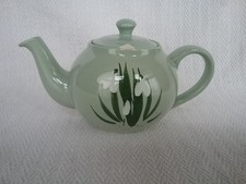 Vintage Holkham Pottery Green Snowdrops Teapot